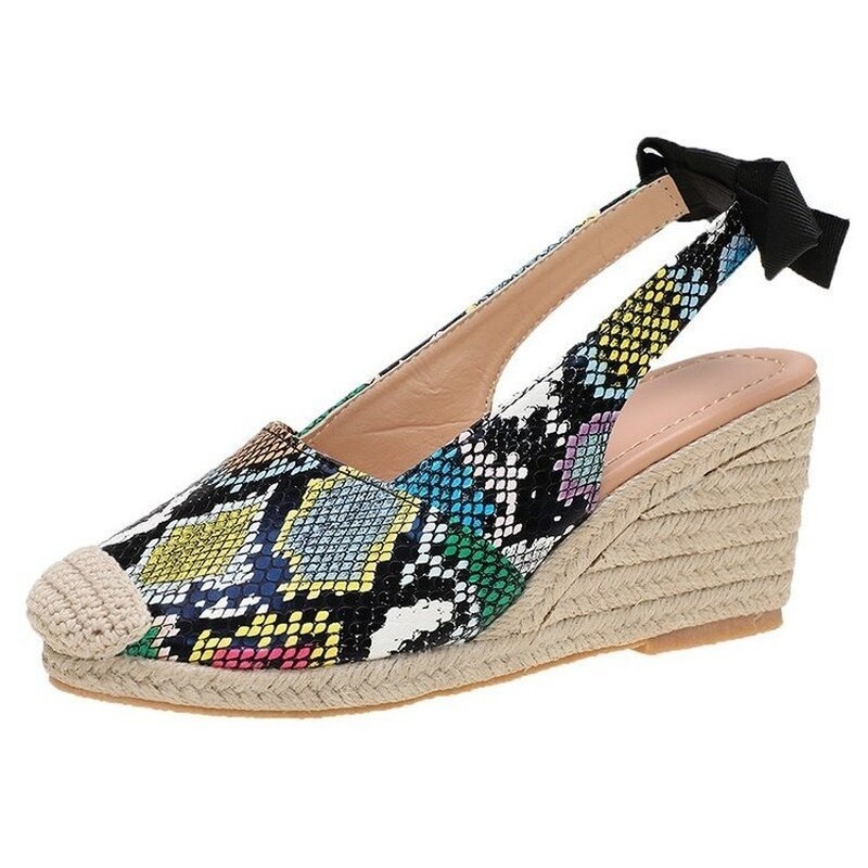 Women Wedges Sandals Slip on Closed Toe Platform Espadrille Sandals Female Serpentine Straw Bottom Summer Shoes Ladies