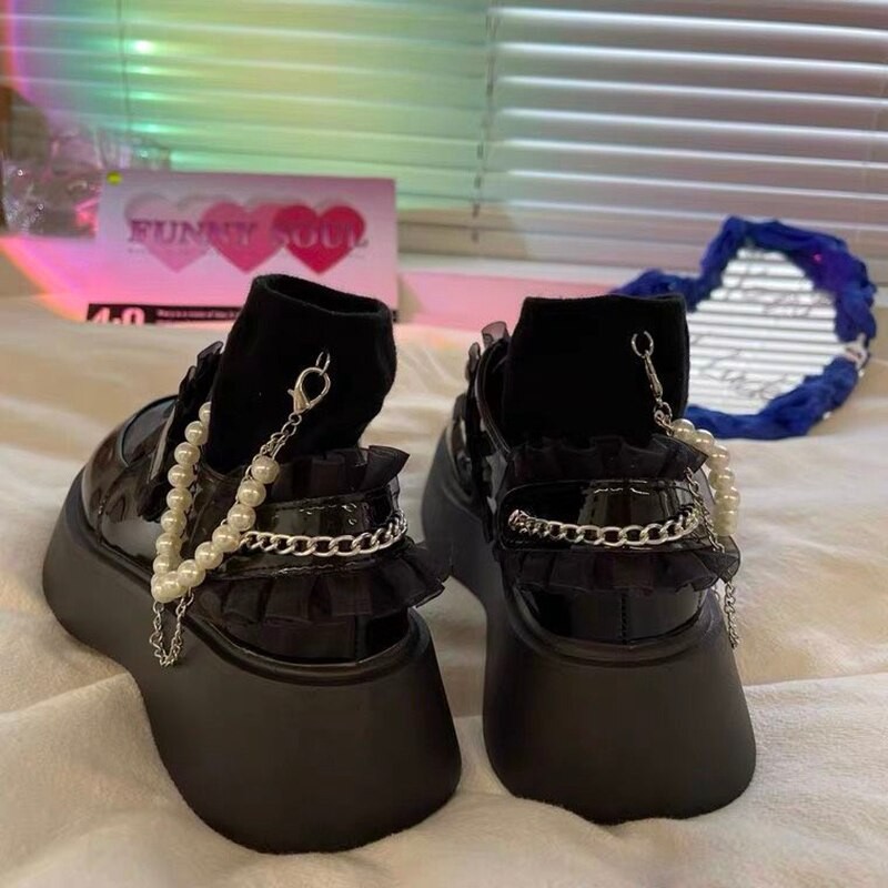 shoes on heels Lolita shoes Women Japanese Uniforms Shoes Mary Jane platform Shoes Cute Girls High Heel College Student sneakers