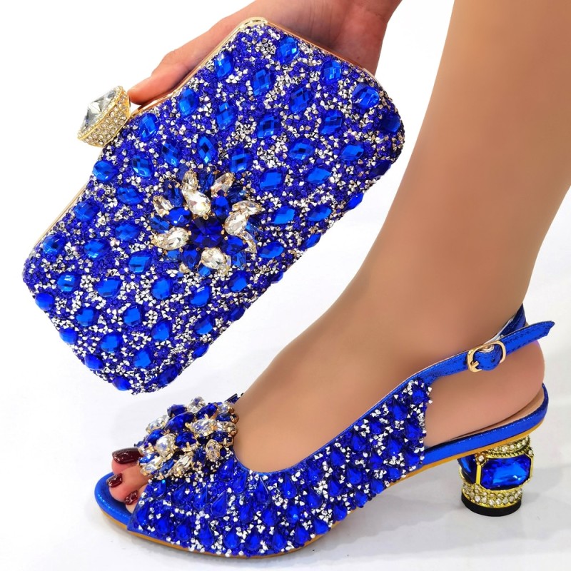 Doershow beautiful style Italian Shoes With Matching Bags African Women Shoes and Bags Set For Prom Party Summer Sandal! HWE1-4