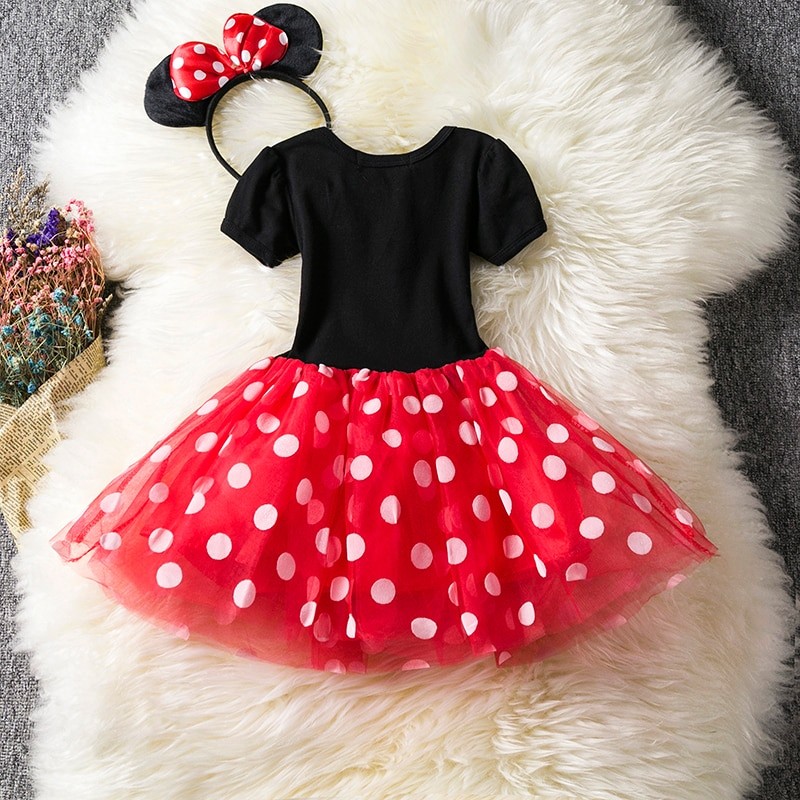 Fancy Baby Girls Clothes Mouse Dress Christmas Costume New Year Carnival Polka Dot Santa Dresses For Girls Holiday Party