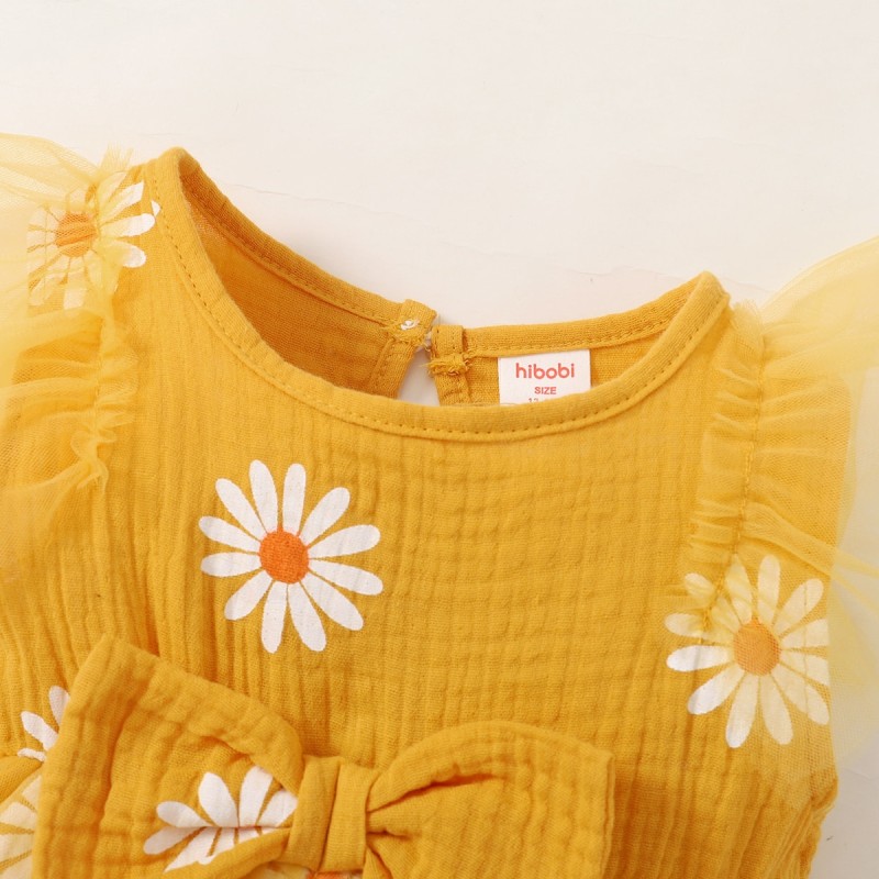 1-5 Years Kid Clothing Baby Girl Dress Flowers Sleeveless Party Dresses Crew Neck Sweety Tutu Gauzy Summer Dress Princess Dress