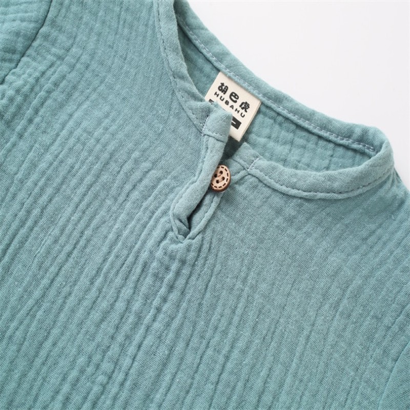 0-4Y Boys Girls Clothing Sets Summer Solid Cotton Linen T-shirts+Elasctic Shorts Kids Clothes Casual Clothing Sets for Children