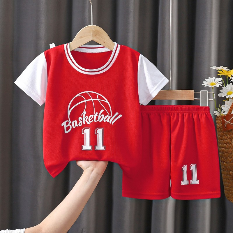 Summer Boys Sports Sets Casual Fashion Trendy Two Pieces Outfits Children Trendy Vest+Shorts New Basketablle Sleeveless Clothes