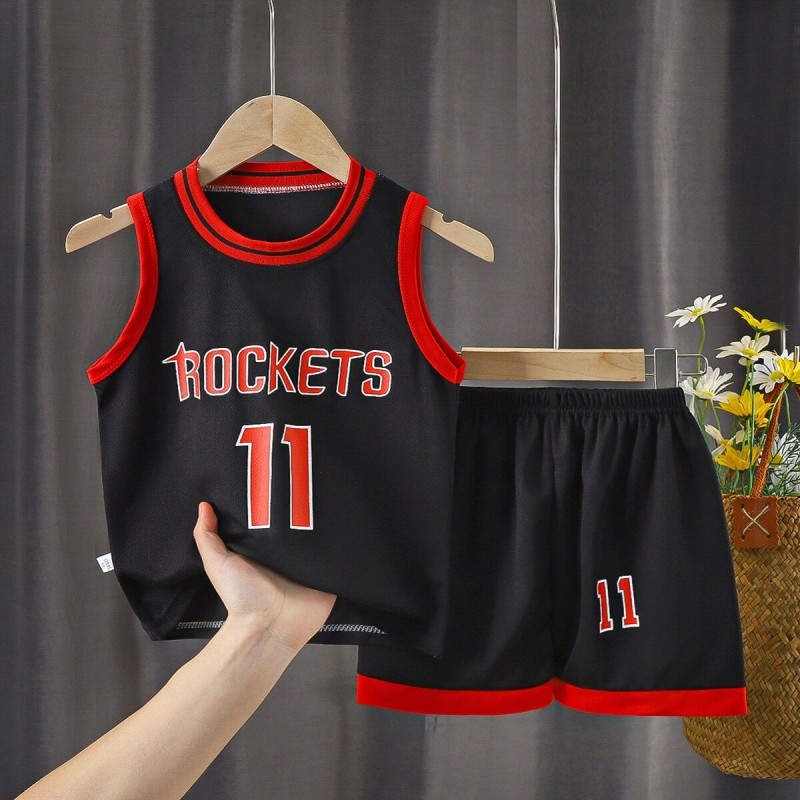 Summer Boys Sports Sets Casual Fashion Trendy Two Pieces Outfits Children Trendy Vest+Shorts New Basketablle Sleeveless Clothes