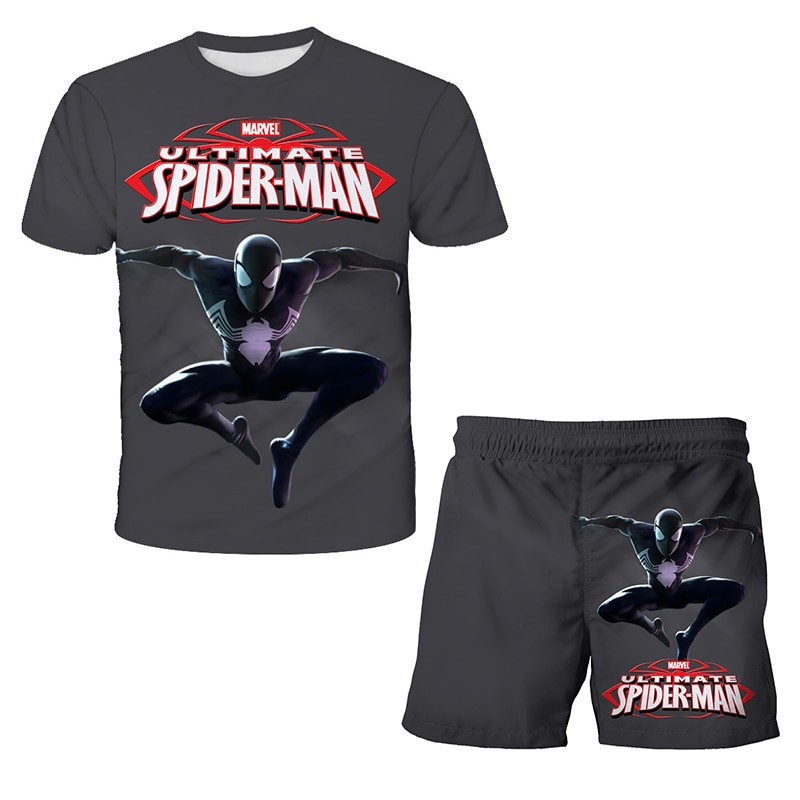 Spiderman Korean Children's Clothing for Boy Graphic T-Shirt 3D Printing Baby Girl Clothes Boys Kids Set Family Matching Outfits