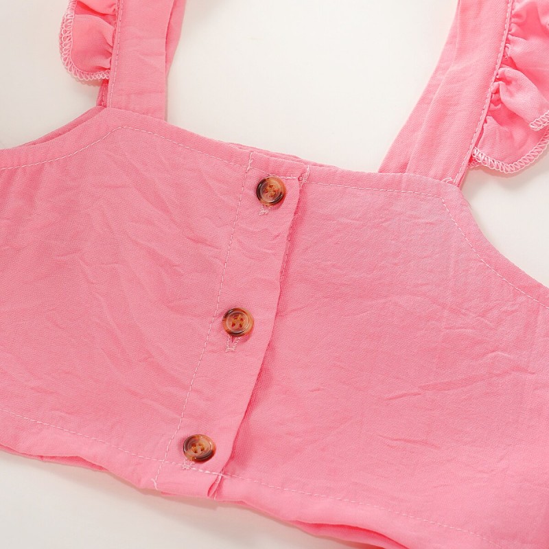 Kids Baby Girl Summer Clothes Sleeveless Ruffle Button Tank Tops Drawstring Long Pants Fashion Children Outfits Clothes