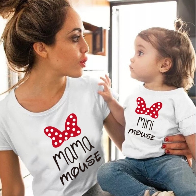 Mother kids Tshirt MAMA &amp; MINI mommy and daughter matching clothes baby girl clothes Fashion cotton family T Shirt Short Sleeve
