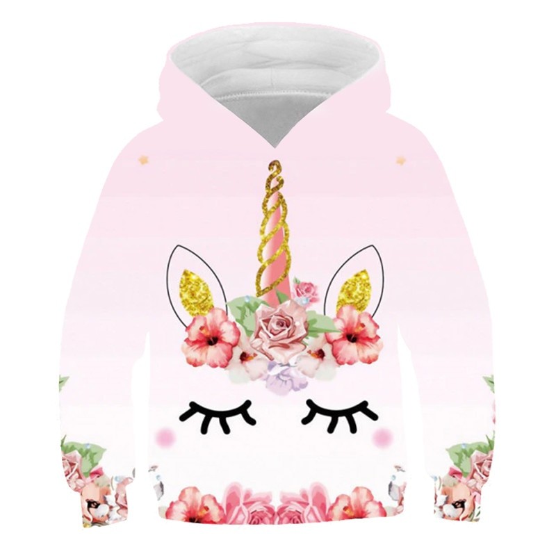 2023 year New style Unicorn boys girls hoodies fall winter cute sweatshirts children long sleeve cartoon casual hooded top cloth