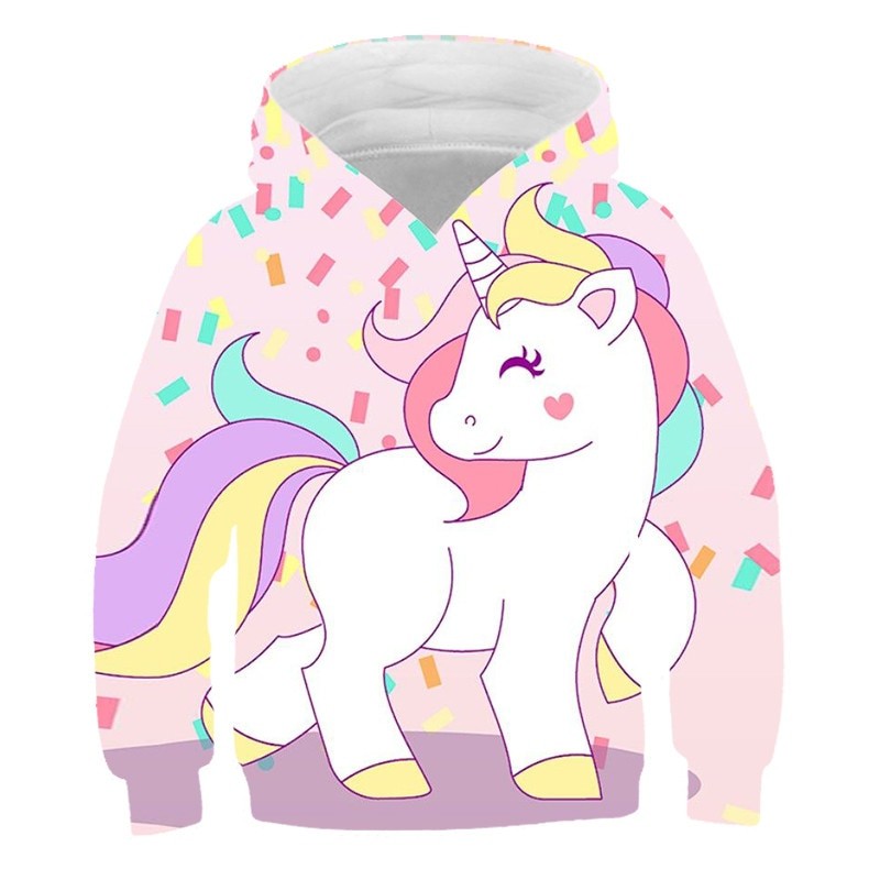 2023 year New style Unicorn boys girls hoodies fall winter cute sweatshirts children long sleeve cartoon casual hooded top cloth