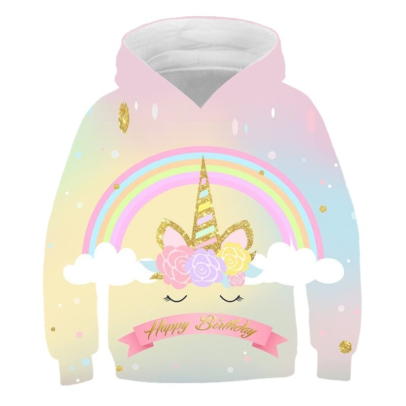2023 year New style Unicorn boys girls hoodies fall winter cute sweatshirts children long sleeve cartoon casual hooded top cloth