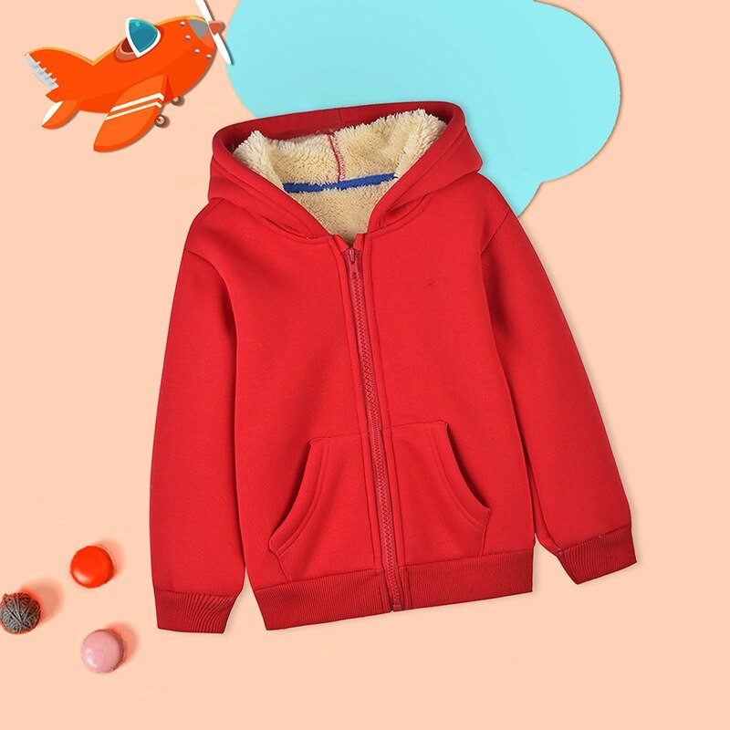Unisex Winter Fleece Hoodies for Boys Sweatshirt Casual Thicken Warm Kids Zipper Coat Tops 12 Years Girls Clothes Fleece Cotumes