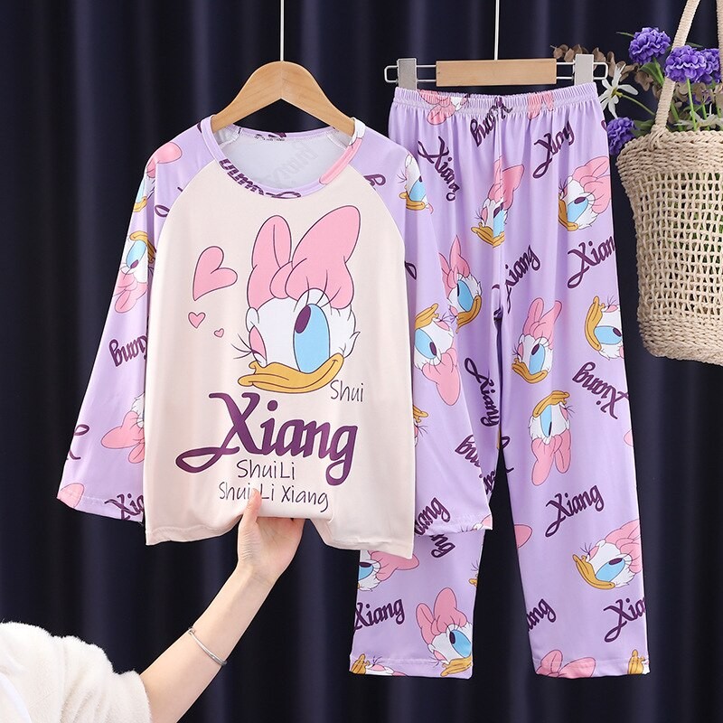 Disney Mickey Mouse New Year's Children's Pajamas Spring Girls' Long-sleeved Cute Princess Wind Pajamas Set for Big Children