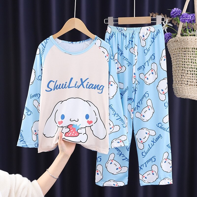 Disney Mickey Mouse New Year's Children's Pajamas Spring Girls' Long-sleeved Cute Princess Wind Pajamas Set for Big Children