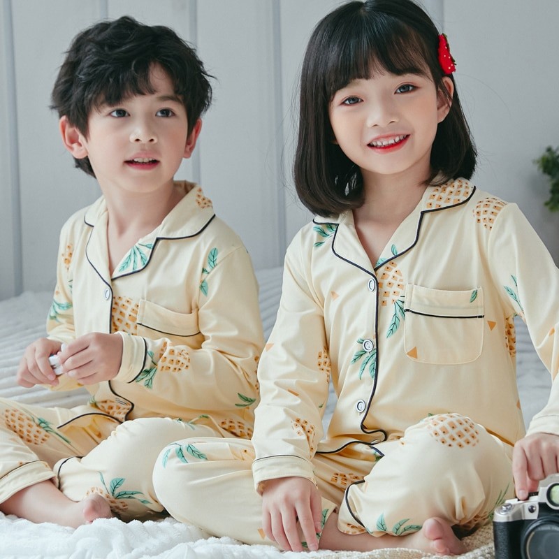 Kids Pajamas 2021 autumn winter Girls Boys Sleepwear Nightwear Baby Clothes Animal Cartoon Pajama Sets Cotton Children's Pyjamas