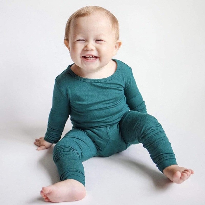 2023 Bamboo Fiber Toddler Kids Pajamas Clothes Solid Hight Elasticity Breathable Sleepwear Set For 9M-7T Boy Girl Loungewear