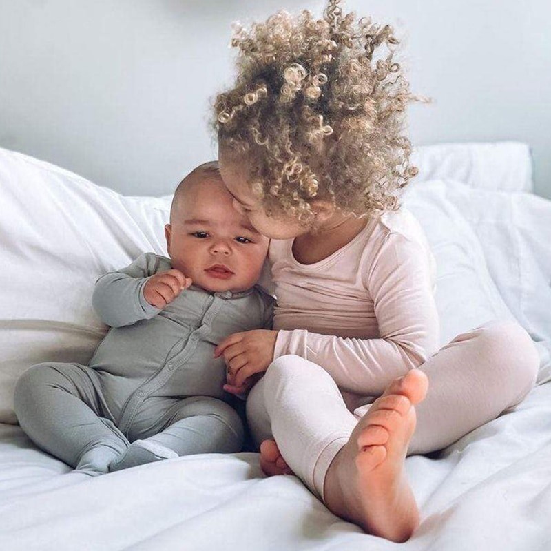 2023 Bamboo Fiber Toddler Kids Pajamas Clothes Solid Hight Elasticity Breathable Sleepwear Set For 9M-7T Boy Girl Loungewear