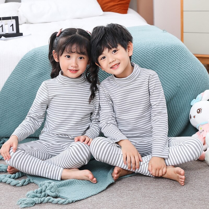 Children's Thermal Underwear Set Autumn and Winter Thick Boy and Girls Traceless New Baby Autumn Clothes Warm Soft Sleep Wear