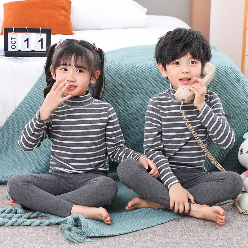Children's Thermal Underwear Set Autumn and Winter Thick Boy and Girls Traceless New Baby Autumn Clothes Warm Soft Sleep Wear