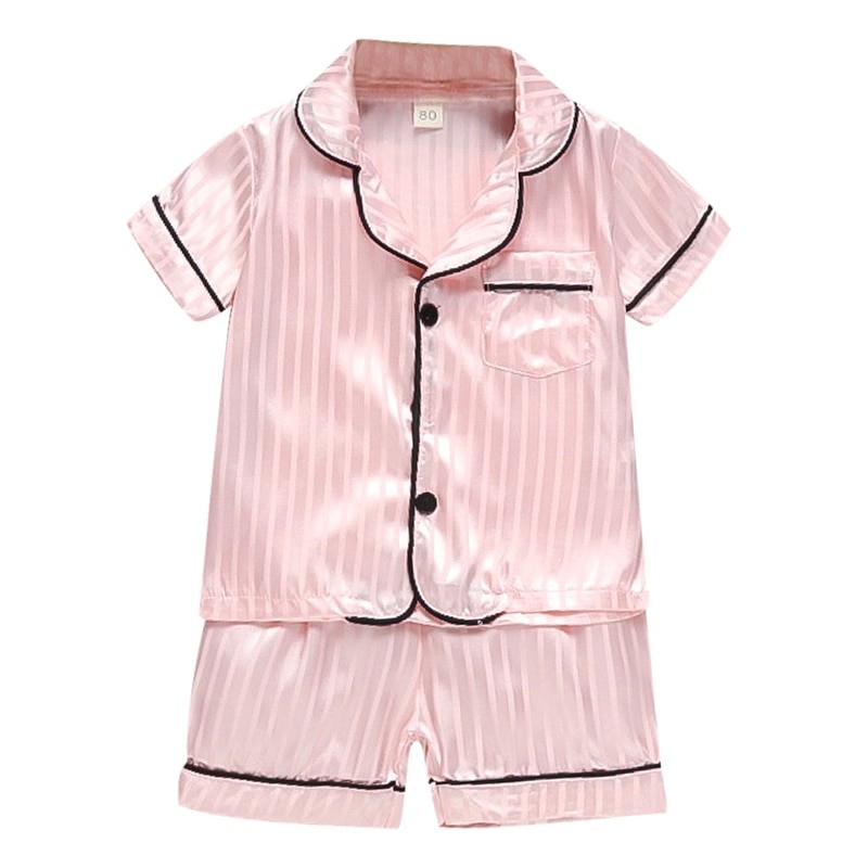 Boys and girls' 0-4-year-old Pajama suit new spring and autumn silk long sleeve trousers Pajama suit comfortable home clothes