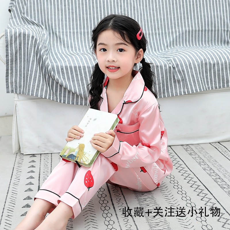 Autumn Winter Boy Long Pajamas Set Kids Home Cloth Sleepwear Girls Long Kids Pijamas Girl Long Top + Pant Print Kids Pajamas Set