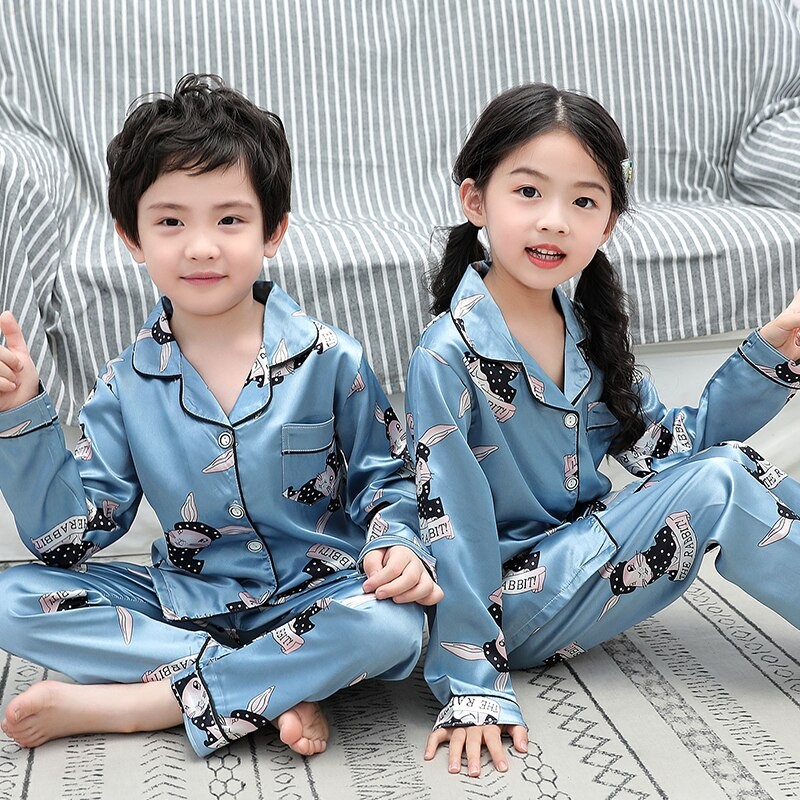Autumn Winter Boy Long Pajamas Set Kids Home Cloth Sleepwear Girls Long Kids Pijamas Girl Long Top + Pant Print Kids Pajamas Set