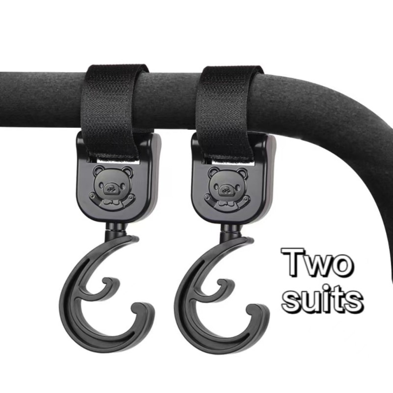 2 PCS Cartoon Stroller Accessories-Degree Large Hook Umbrella Car Hook and Loop Stroller Hook