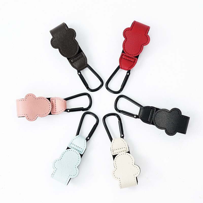 Baby Stroller Hook Fashion PU Leather Adjustable Pram Hook Cart Organizer Diaper Bag Hanger Children Boy Girl Travel Accessories