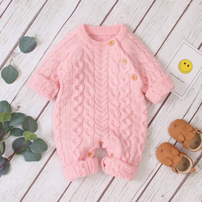 Baby Rompers Long Sleeve Winter Warm Knitted Infant Kids Boys Girls Jumpsuits Toddler Sweaters Outfits Autumn Children's Clothes