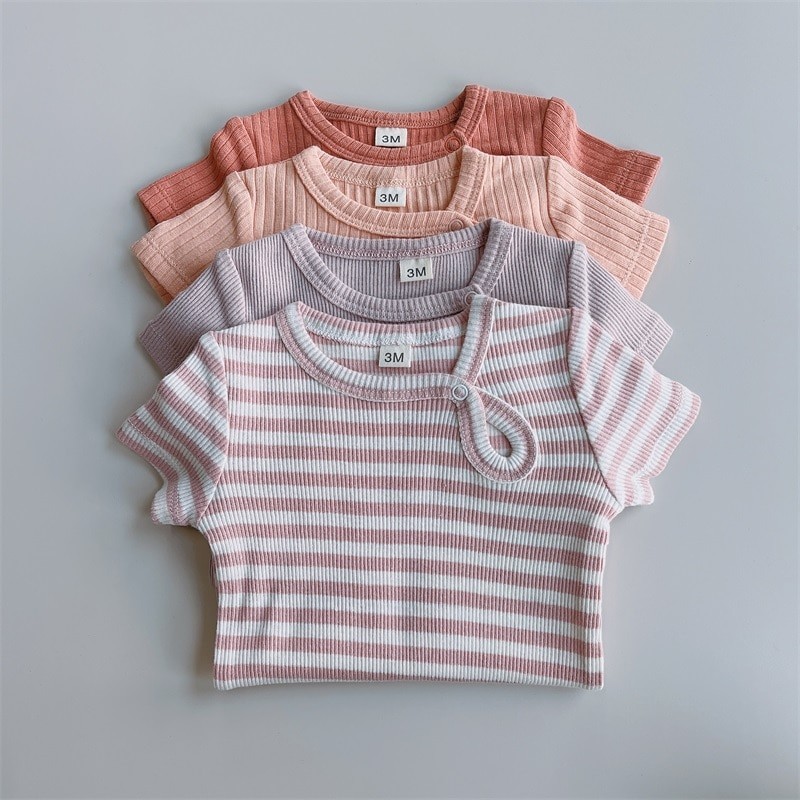 Baby Rompers Summer Solid Infant Boy One-piece Short Sleeve New Born Cotton Clothes Baby Girl Bodysuit Infant Onesies