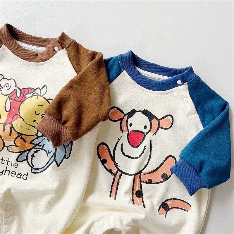 2023 spring Newborn Baby Romoers Long Sleeve Ha Clothes Todder Baby Boys Girls Climbing Romoer cute bear Print Jumpsuit