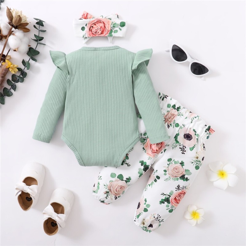 Floral Baby Girl Clothes Set 0-18 Months Newborn Baby Girl Clothes Spring Toddler Infant Girl Clothes Kids Clothes Girls Outfit
