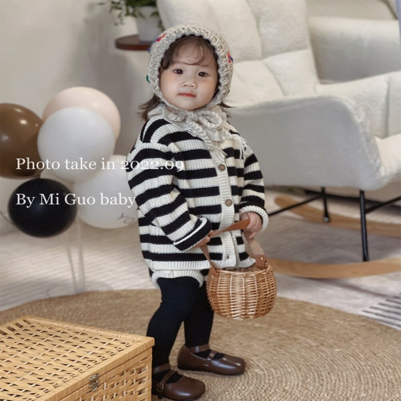 2022 baby clothing knitwear two piece set baby boy and baby girl set striped sweater spring and Autumn New