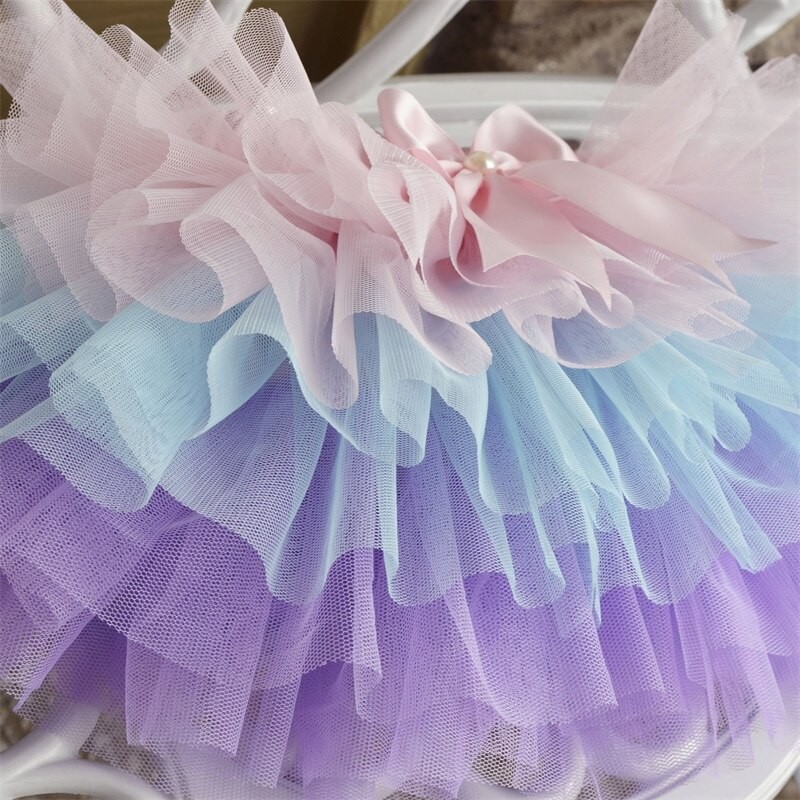 Unicorn Baby1st Birthday Outfits Girl Summer Clothes Toddler Kids Ballet Skirt with Headband Cotton Romper Infant Clothing Suits