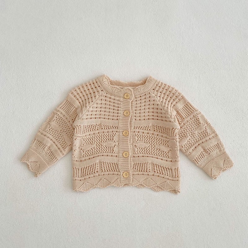 Spring infant clothes baby girl romper Baby knitted hollow pattern sweater 2 piece suit sets newborn jacket romper