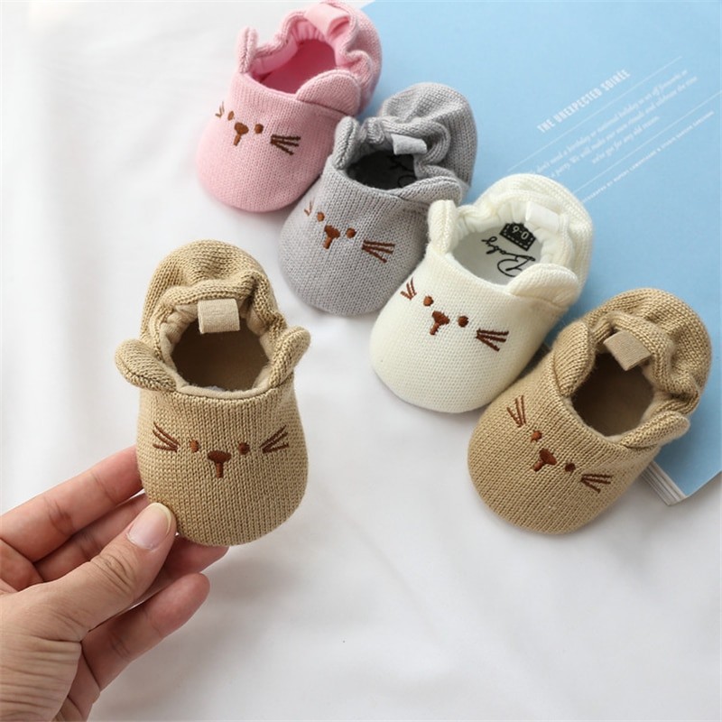 Infant Toddler Slippers Baby Boys Girls Knited Crib Shoes Cute Cartoon Mouse Panda Anti-slip Prewalker Baby Slippers