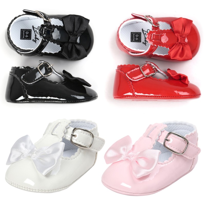 PU leather Baby Girls Shoes For Newborn Buckle First Walkers Big Bow Summer Princess Shoes Party Wedding Baby Girl Shoes