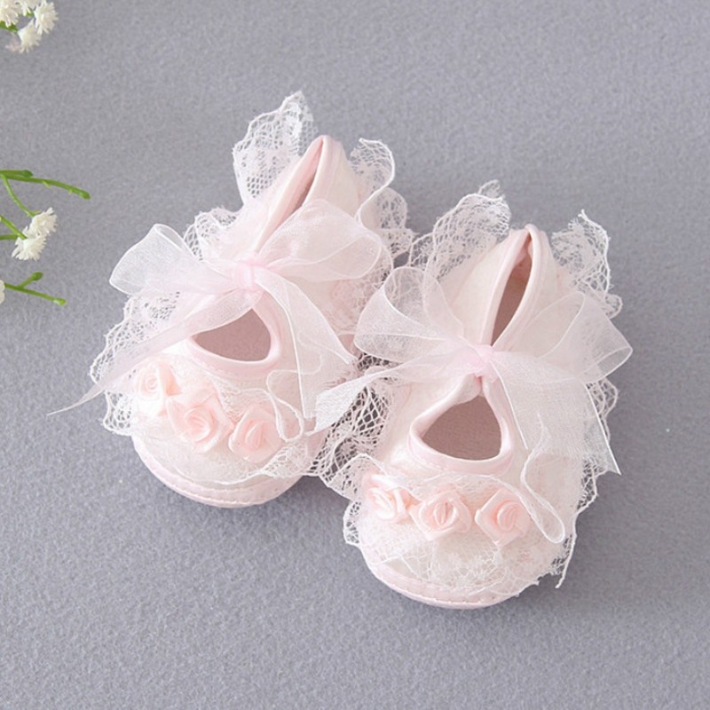 Newborn Princess Soft Sole First Walkers Girl Shoes Anti-slip Shoes for Party Wedding Baby Girls Crib Shoes Prewalkers 0-18m