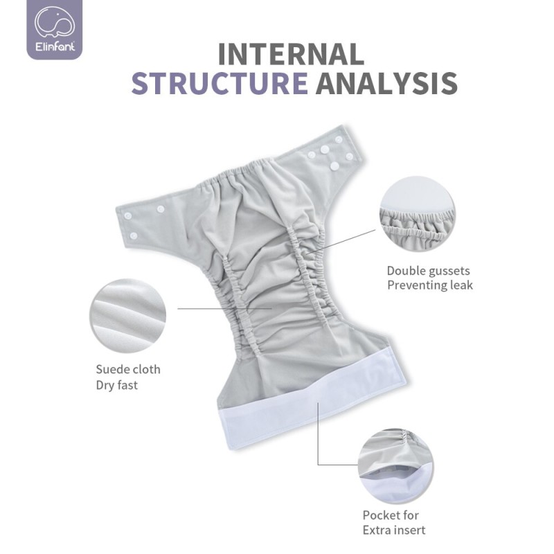Elinfant Washable Reusable Suede Cloth Inner With One Pocket  Fit 3-15kg Baby Cloth Diaper