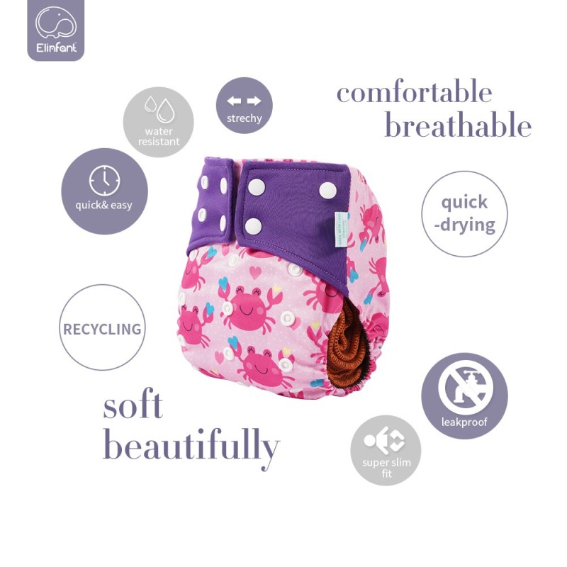 Elinfant Absorbent Coffee Fleece Diaper Insert Breathable Waterproof Reusable Baby Cloth Diaper