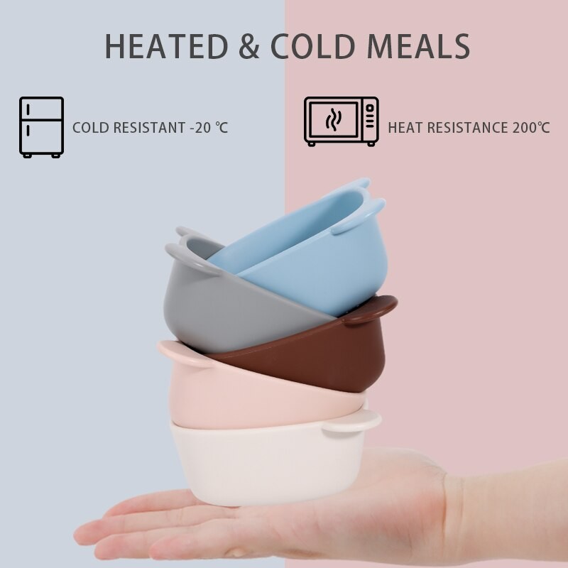 Modabebe 4 PCS Baby Silicone Bowl Set BPA Free Baby Feeding Set Silicone Bibs Spoons Fork Set Kids Tableware  Feeding Kit