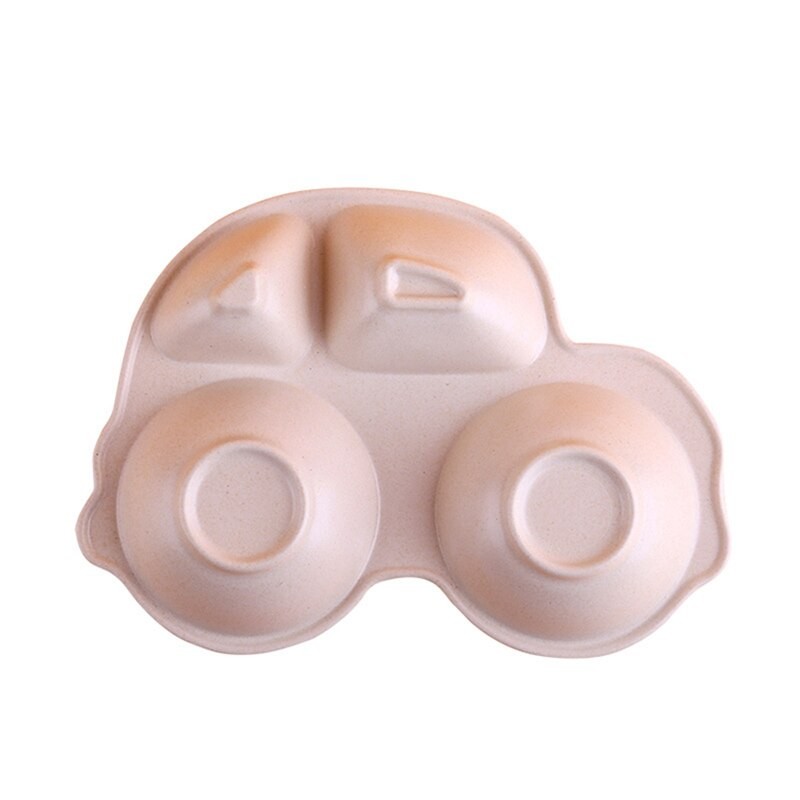 Bamboo Fiber Children's Cartoon Car Shape Cutlery Set Plate Baby Split Tableware