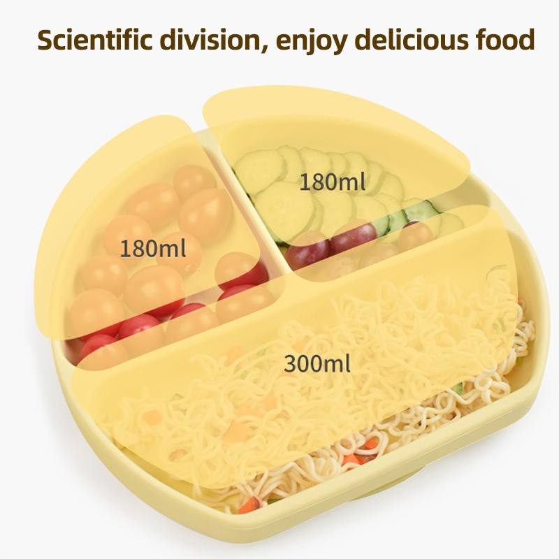 4/6/8 PCS Baby Soft Silicone Bib Cartoon Printed Bibs Sucker Bowl Plate Cup Spoon Fork Sets Non-slip Children's Dishes BPA Free