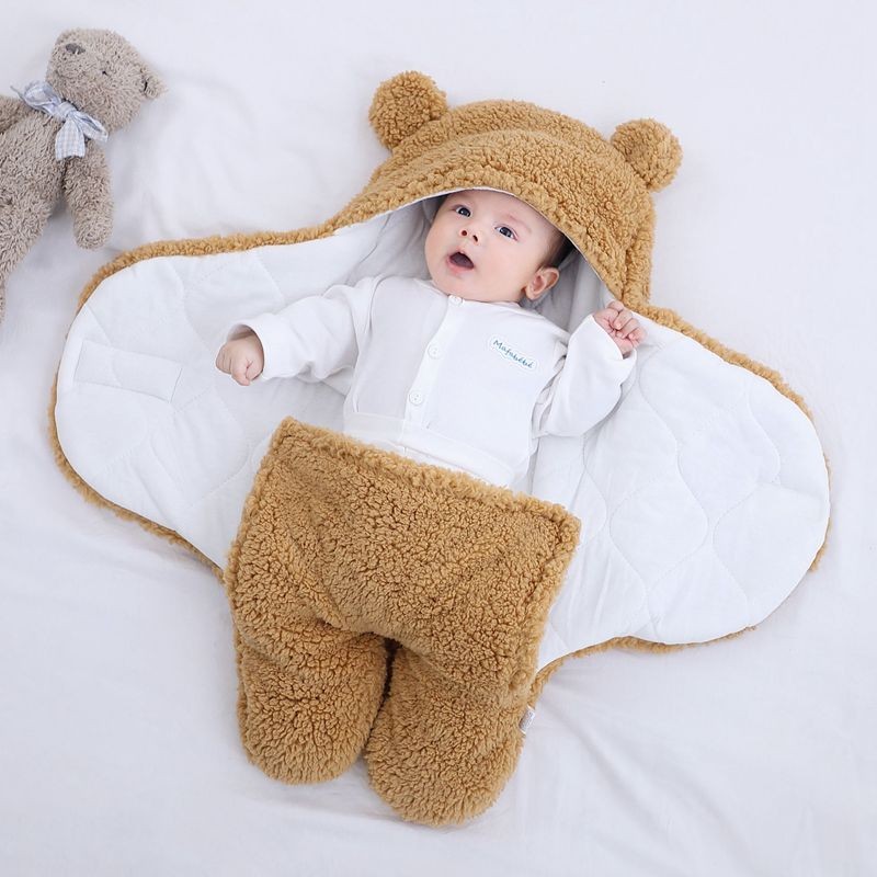Newborn Baby Sleeping Bags Soft Baby Wrap Blankets Bedding Envelope For Newborn Thicken Fleece Infant Sleepsack 0-6 Months
