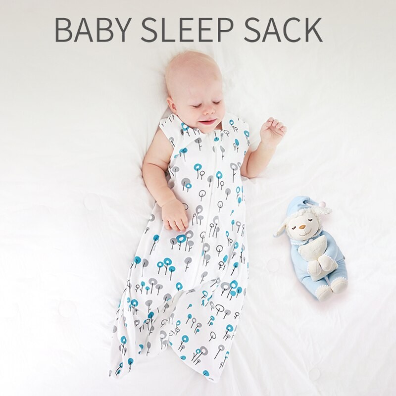 Baby Sleeping Bag For Newborn Baby Wearable Blanket Summer 100% Cotton Print Vest Sleep Sack Baby Boys Girls 0-3 Years