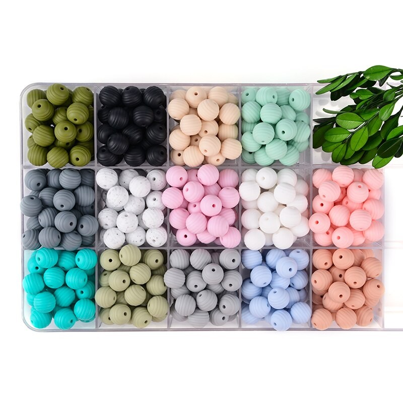 LOFCA 20pcs Beehive Silicone Beads Spiral Baby Teething Round Food Grade Beads 15mm DIY Threaded BPA Free Beads Baby Teethers