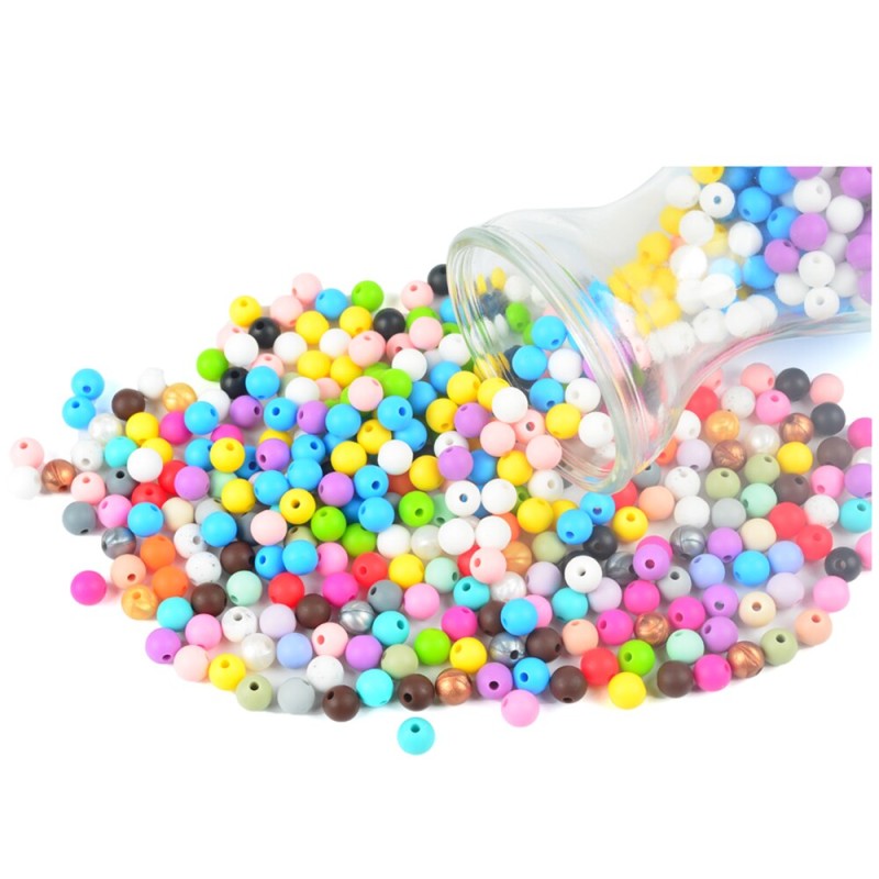 Wholesale 100pcs Baby Teethers Silicone Beads 9mm Toddlers Toys Teething Beads Silicone BPA Free For Necklaces Pacifier Holder
