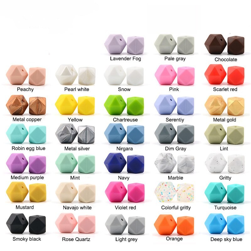 15pcs/Lot Hexagon Silicone Beads 17mm Food Grade Silicone Baby Teethers For Teething Necklace Making Chew Teething Beads Loose