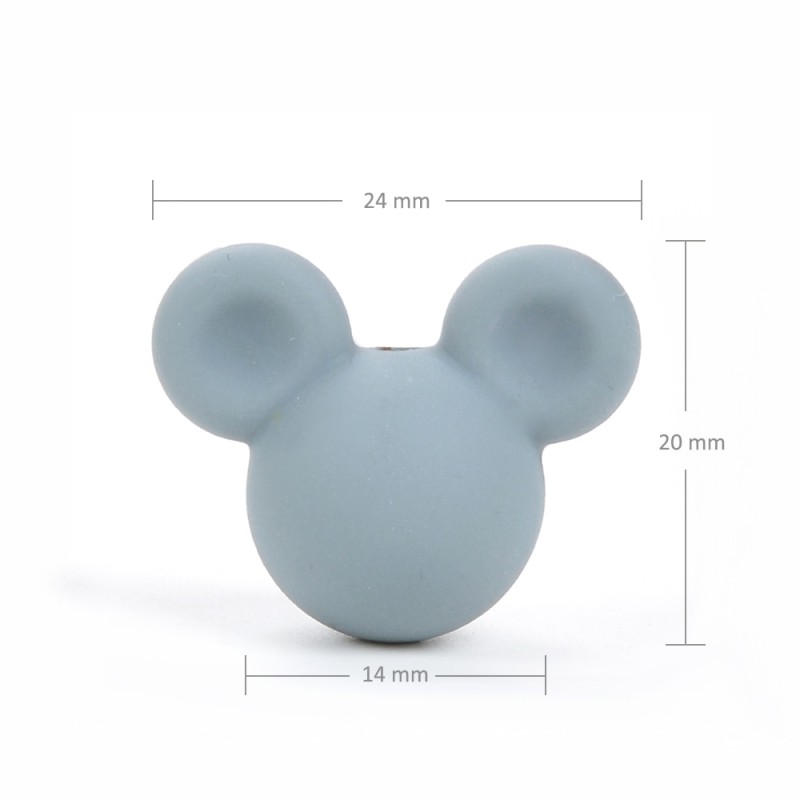 LOFCA 30pcs silicone teething Mouse Beads Baby Teether beads Food Grade Silicone Beads BPA Free DIY Necklace Pendant Making