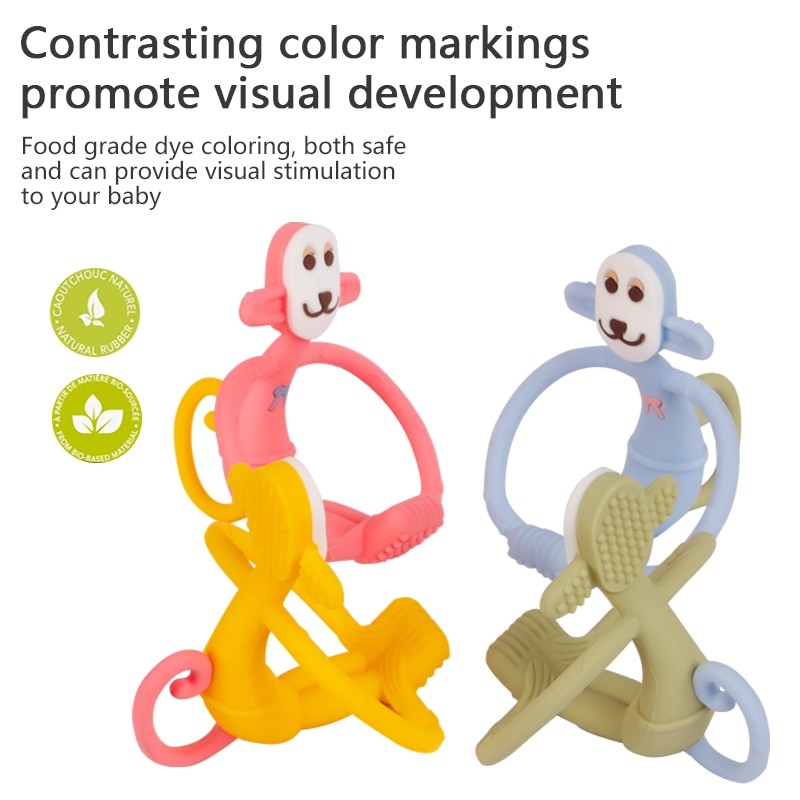 Modabebe Baby Silicone Teether Cartoon Monkey Chewable Baby Teether Toy Infant Silicone Toys Kids Nursing Teether