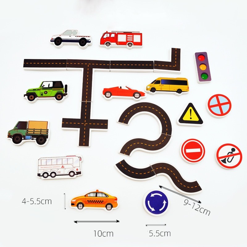 23 Pieces Children Baby Baby Bath Bath Water Toy City Traffic Car Road Rail Puzzle